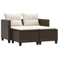 sofa de jardin 2 plazas  sofa de exterior con taburetes ratan sintetico marron