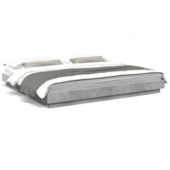 Estructura Cama Con Luces Led Madera Gris Hormigón 180x200 Cm Vidaxl