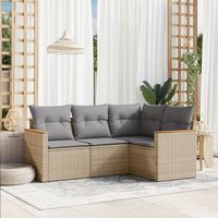 conjunto de sofas jardin con cojines beige mezcla 4 uds  mueble jardin mesa y sillas ratan pe cfw853978