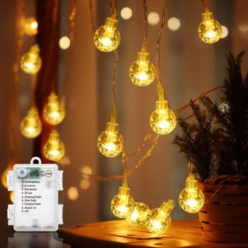 Aigostar Guirnalda Luces 10.3M 100LED Guirnalda Luces Pilas 8 Modos de Luces Decorativas de Navidad, Guirnalda Luces Exterior IP44 Impermeable para Navidad, Fiestas y Reuniones, burbuja