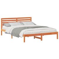 estructura de cama con cabecera marron cera 160 x 220 cm vidaxl