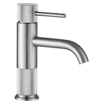 Grifo De Lavabo Rea Lungo Stripe Low, Brush Steel 16 X 12 X 19,5 Cm