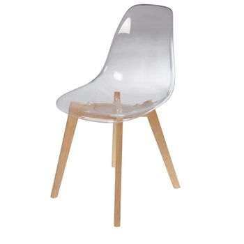 Silla de comedor de policarbonato transparente y roble
