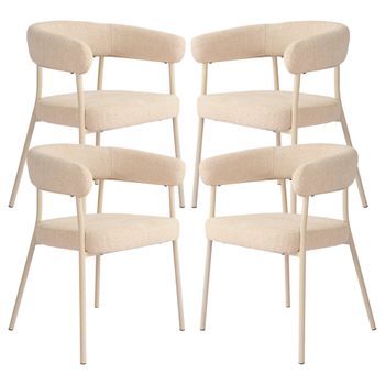 Juego De 4 Sillas De Comedor Huk Textil Metal 78x57x56 Cm - Beige [en.casa]