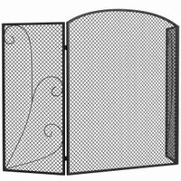 homcom parachispas para chimenea plegable de 3 paneles en metal 133x1x77 cm negro   aosom espana