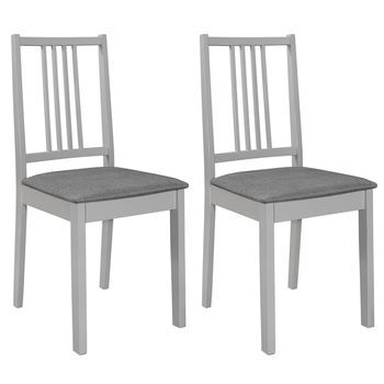 Sillas De Comedor Con Cojines De Madera Maciza Gris 2 Unidades Vidaxl