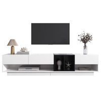 mueble de tv blanco y negro de alto brillo 190 cm con 3 cajones