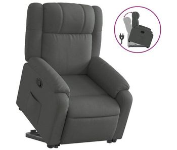 Vidaxl sillón reclinable elevable de tela gris oscuro