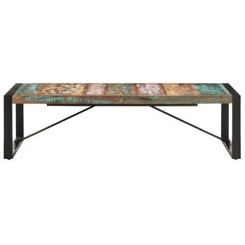 Mesa De Centro 140x70x40 Cm Madera Maciza Reciclada Con Acabado Natural Y Acero Con Recubrimiento En Polvo Negro - Marrón