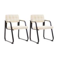 set de 2 sillas con patas de metal y asiento en simil cuero crema