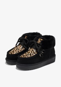 Botas Animal Print Nordic Mid Fur Black / Leopard - Leopardo,Negro