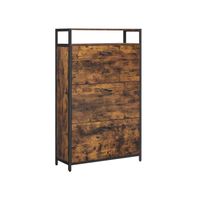 armario zapatero marron rustico y negro 80 x 30 x 130 cm