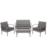 muebles de jardin de polirratan gris para balcon jardin terraza jardin cojines gris oscuro 040004213