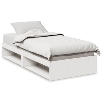 Cama Individual | Cama Para Adultos | Sofá Cama Sin Colchón Madera Maciza De Pino Blanco 90x200 Cm