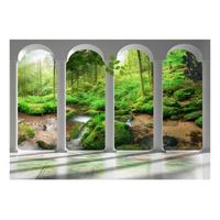 papel pintado 3d - pillars and forest 300x210 cm