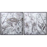 set 2 cuadros 22335-80x80cm le opardo con marco abs negro
