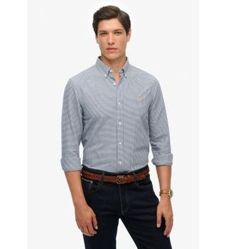 Superdry para hombre. M4011037A Camia Classic Oxford azul (XXL), Casual, Algodón, Clásico, Manga larga