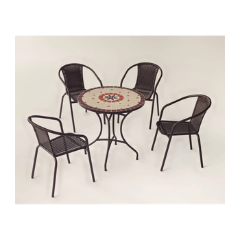 Conjunto Terraza Jardín Mesa Y 4 Sillones Acero Resistente