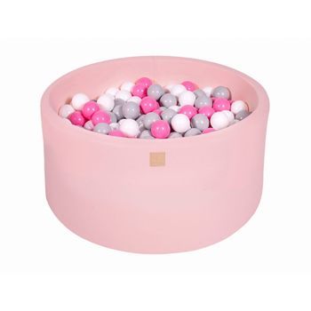 Meowbaby Piscina De Bolas, Round Seca Para Niños, Rosa Claro : Blanco/gris, 300 Pcs, 90x40cm