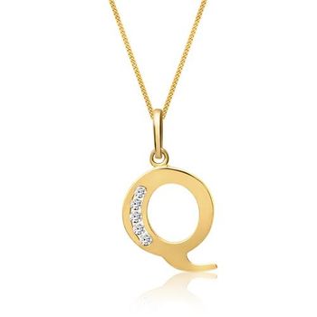 8K Cadena de Oro Letra Q con circonita
