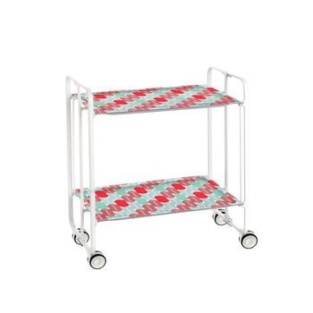 Carrito Auxiliar Plegable Bauhaus Con Ruedas - Armazón Metálico Blanco, 2 Niveles Y 4 Posiciones Ajustables,,89
