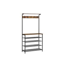 percha para ropa con zapatero estilo industrial