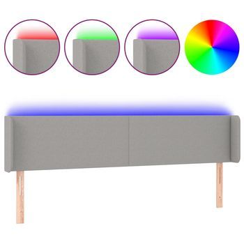 Cabecero Cama | Panel De Cabecera Con Led De Tela Gris Claro 203x16x78/88 Cm