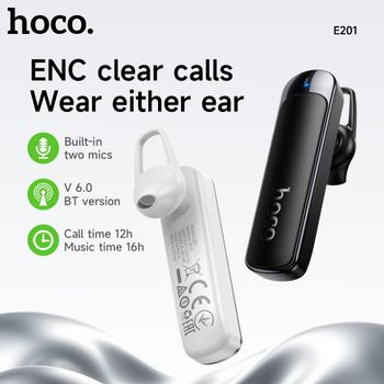 HOCO E201 ENC Auriculares inalámbricos con cancelación de ruido, Bluetooth 6.0, micrófono dual, auriculares empresariales, 170H Standy