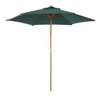 outsunny sombrilla parasol de madera o250x230cm verde para exterior jardin terraza con 6 varillas y sistema de cuerda desmontable   aosom espana