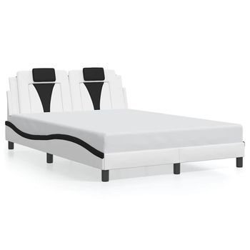 Estructura De Cama Viana Sin Colchón Cuero Sintético Blanco Negro 120x200cm Vidaxl
