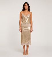 marella para mujer 2623776011200 falda de tul con lentejuelas llring dorado l bronce