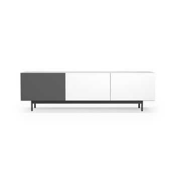 Mueble tv 3 puertas melamina blanco-grafito patas blanco 52x180x44 cm