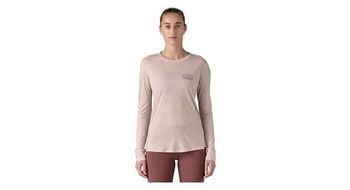 Camiseta manga larga mujer patagonia cap cool merino blend graphic beige