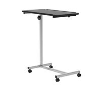 homcom mesa auxiliar con ruedas mesa para sofa y cama altura ajustable y marco de acero para dormitorio salon oficina 77x40x76-100 cm negro y plata