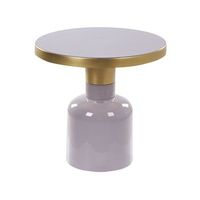 mesa auxiliar de centro moderna glamour metal hierro acabado brillante esmaltado tablero redondo de laton violeta lomita