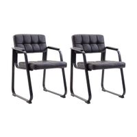 set de 2 sillas con patas de metal y asiento en simil cuero negro