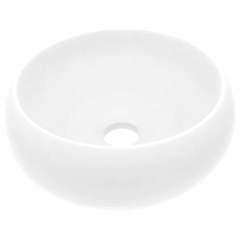 Lavabo De Baño Moderno | Lavabo De Lujo Redondo Cerámica Blanco Mate 40x15 Cm