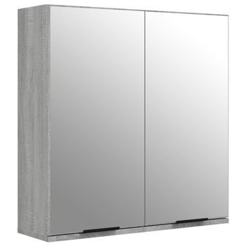 Armario De Baño Con Espejo Color Gris Sonoma 64x20x67 Cm Vidaxl