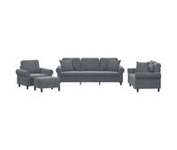 vidaxl juego de sofas con cojines 4 piezas terciopelo gris oscuro