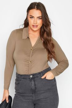Limited Collection Body Beige Fruncido Frontal, Mujer Curvy Y Tallas Grandes, Limited Collection