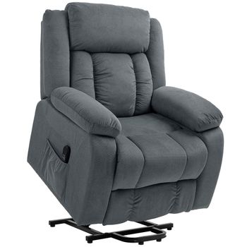 HOMCOM Sillón Relax Reclinable Eléctrico Levanta Personas con Puerto USB Control Remoto Asiento Ancho Reposapiés 92x94x105 cm Gris   Aosom España