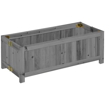 Outsunny Jardinera de Madera Plegable Jardinera Elevada para Cultivos Verduras Flores en Patio Balcón Terraza 70x30x25 cm Gris