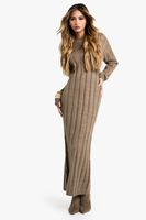 vestido maxi de punto y canale suave beige