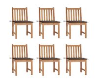 sillas de jardin 6 unidades con cojines madera maciza de teca