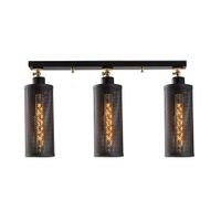 regleta de techo 3 luces negro y dorado con pantallas cilindricas