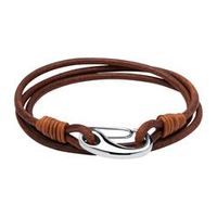pulsera de cuero marron con cierre de langosta