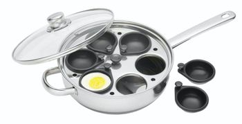 Escalfador de huevos 28cm con 6 agujeros en acero inoxidable plateado