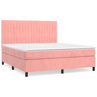 cama tapizada 203x180x128 cm terciopelo - rosa