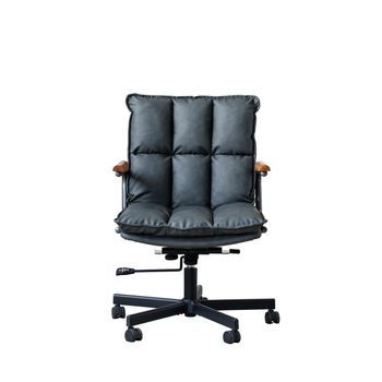 Silla De Oficina Ergonómica Ejecutiva Para Ordenador, Altura Ajustable Y Giratoria 360, Cuero Sintético Y Metal, Negro