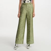 essentiel antwerp fling floral-brocade wide-leg pants - uk 8